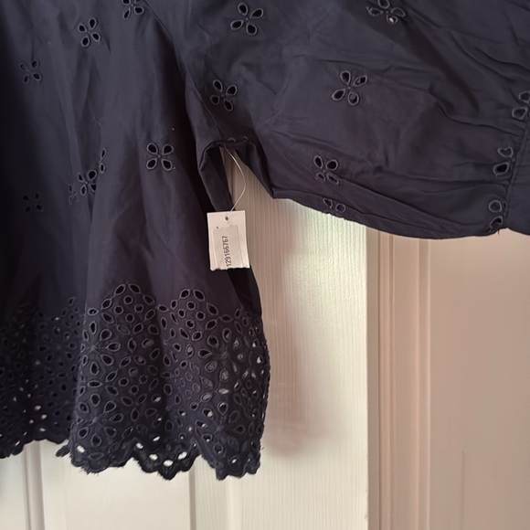 NWT Old Navy XXL Navy Blue Eyelet Peasant Oversized Top - Picture 3 of 5